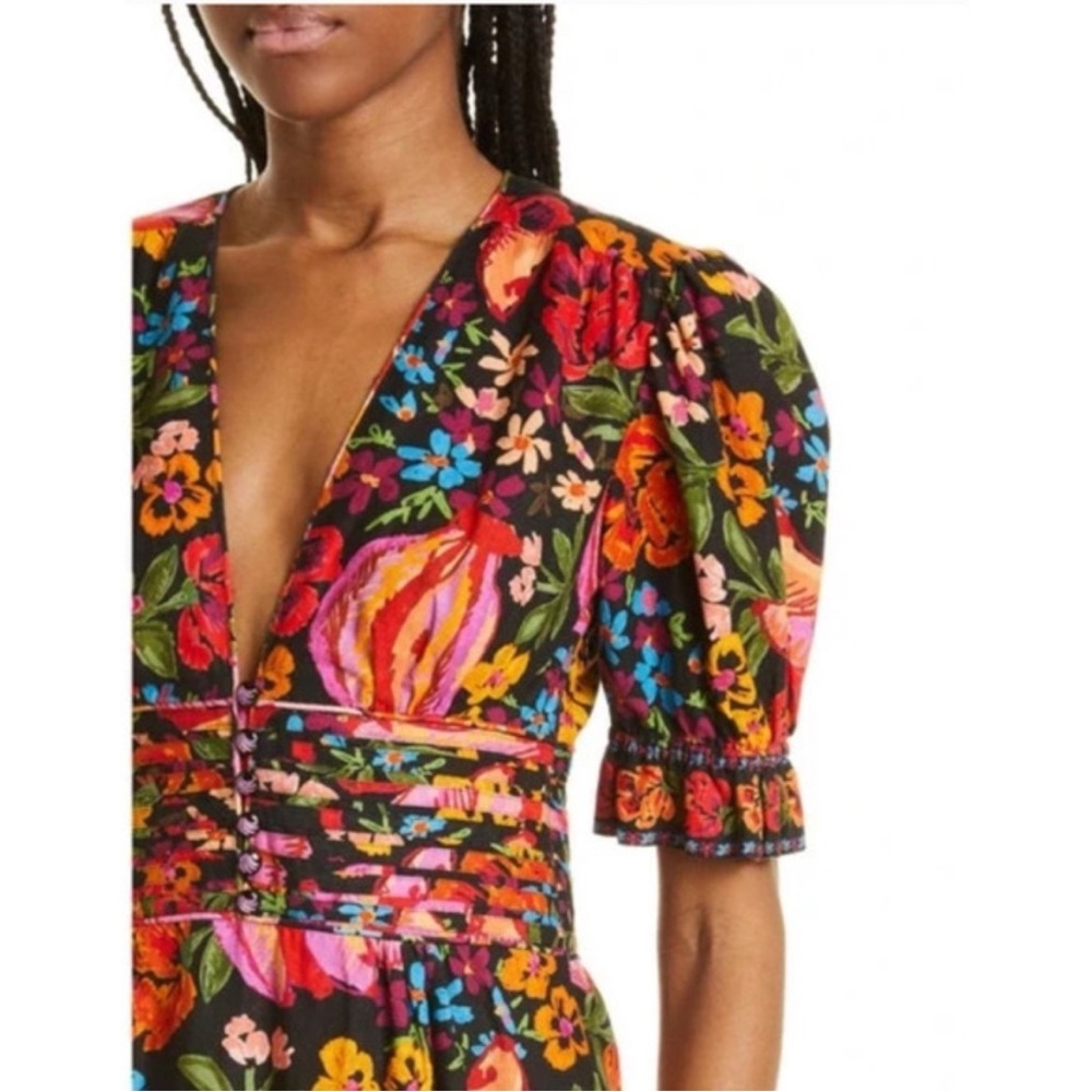 FARM RIO Black Spring Bananas Print Dress NEW Size XS NWOT - Picture 3 of 16
